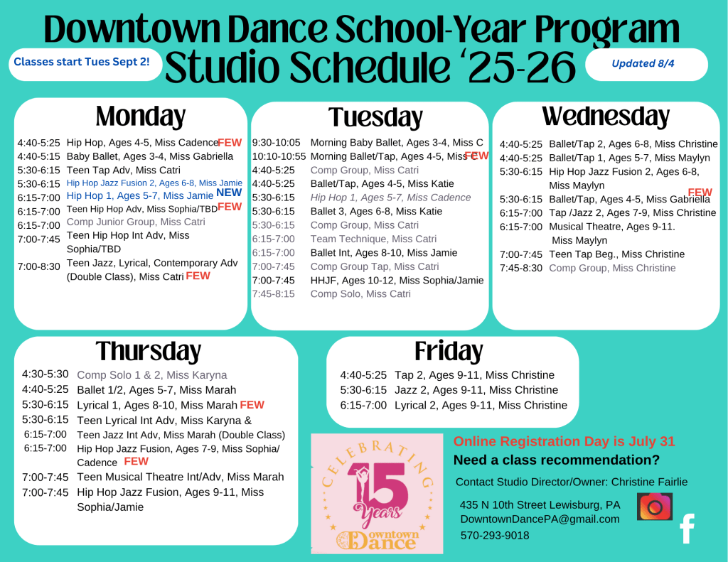 Downtown Dance, dance studio in Lewisburg, PA
